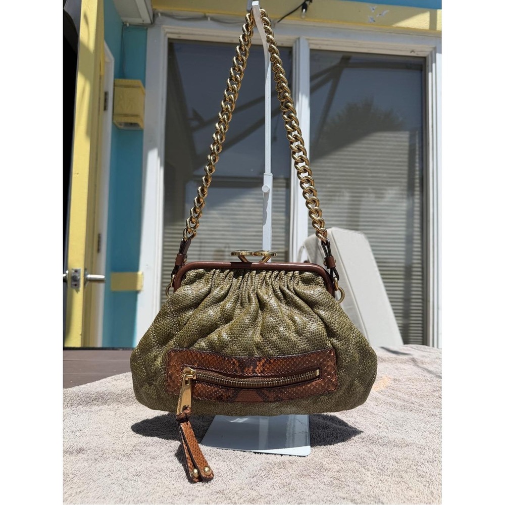 Marc Jacobs Vintage Moss Green Quilted Leather Python Little Stam Bag - Picture 6 of 17